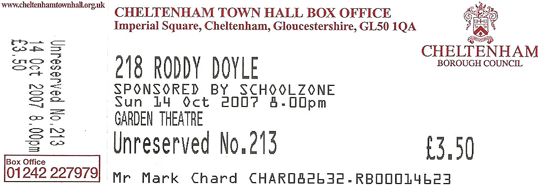 Roddy Doyle Ticket